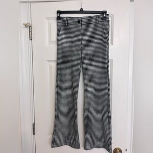 Betabrand Black and White Houndstooth Pants, Bootcut